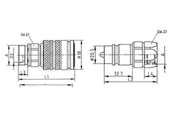 HYDRAULISCHE KUGEL-SCHNELLKUPPLUNG DN13 VERLÄNGERTES AUSSENGEWINDE